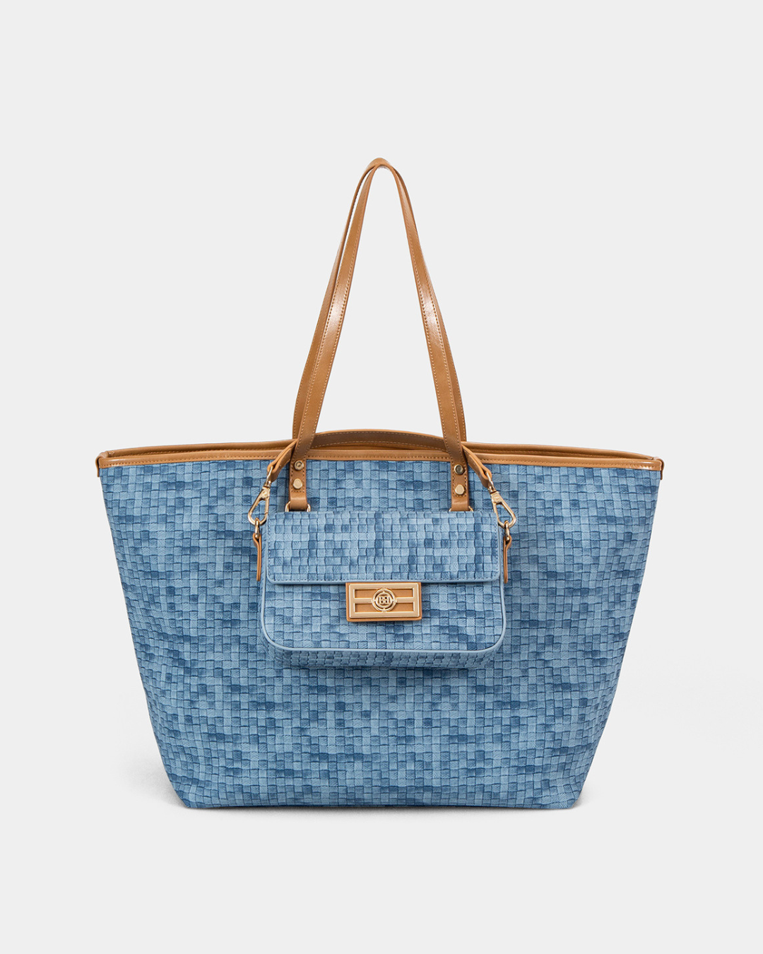 The Bagco - Woven Tote Bag with Leather Trim