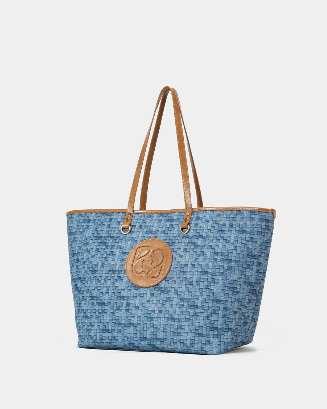 The Bagco - Woven Tote Bag with Leather Trim