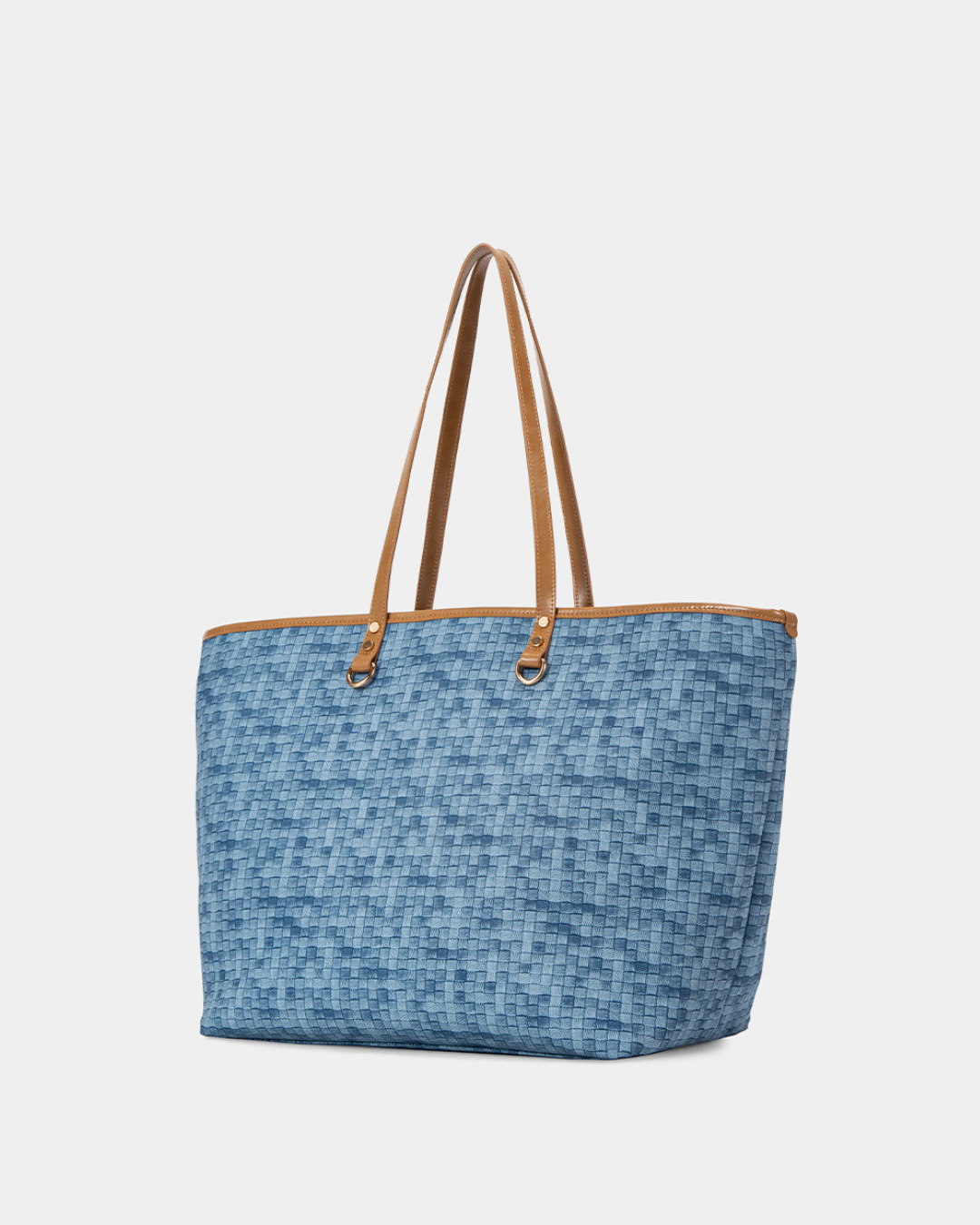 The Bagco - Woven Tote Bag with Leather Trim