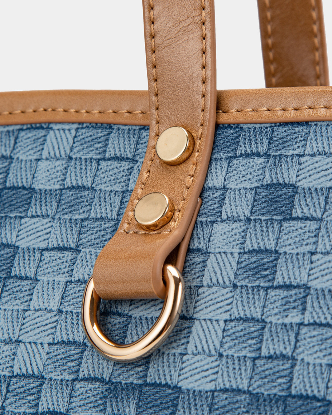 The Bagco - Woven Tote Bag with Leather Trim