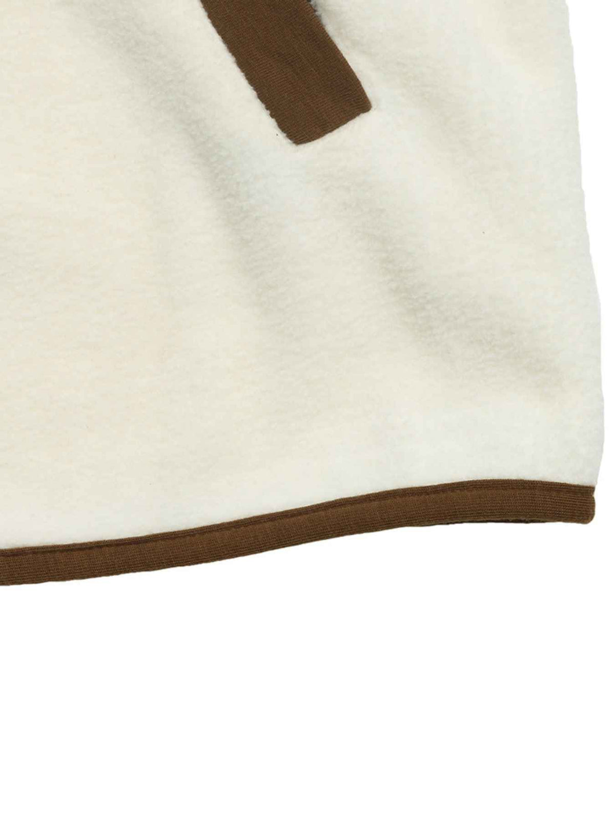 Contrast Trim Popper Funnel Neck Fleece Jacket