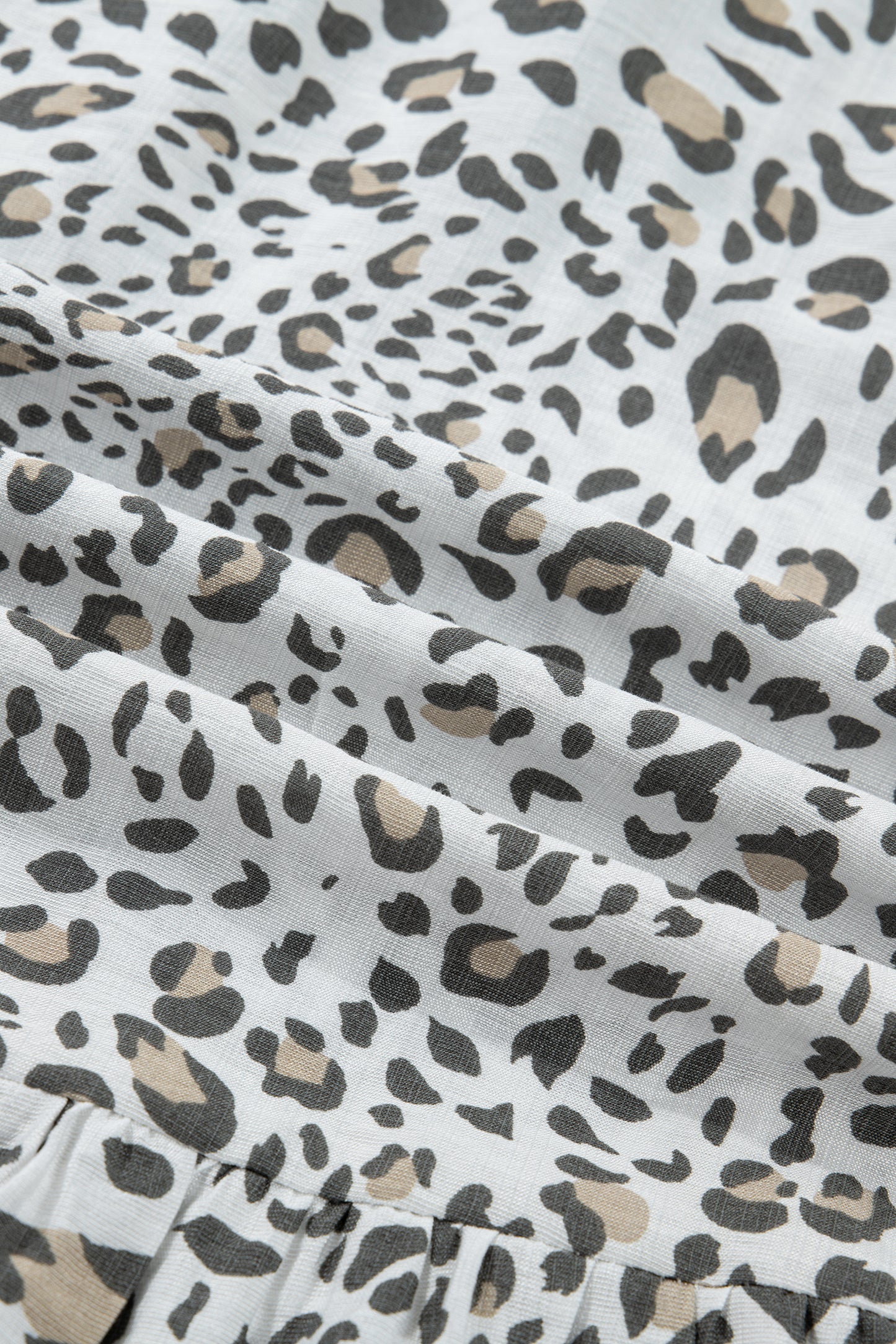 Women's Leopard Button Front Short Sleeve Summer Midi Dress