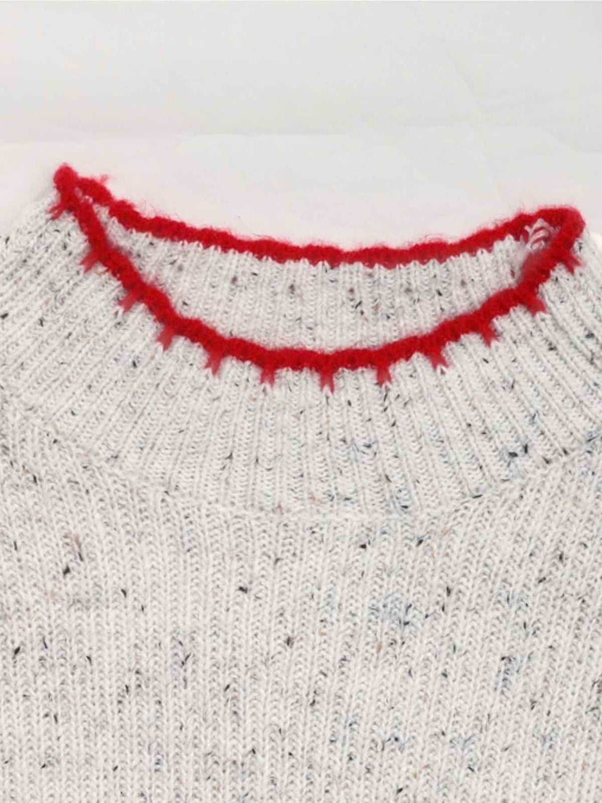 Contrast Stitch Mock Neck Heart Knit Jumper