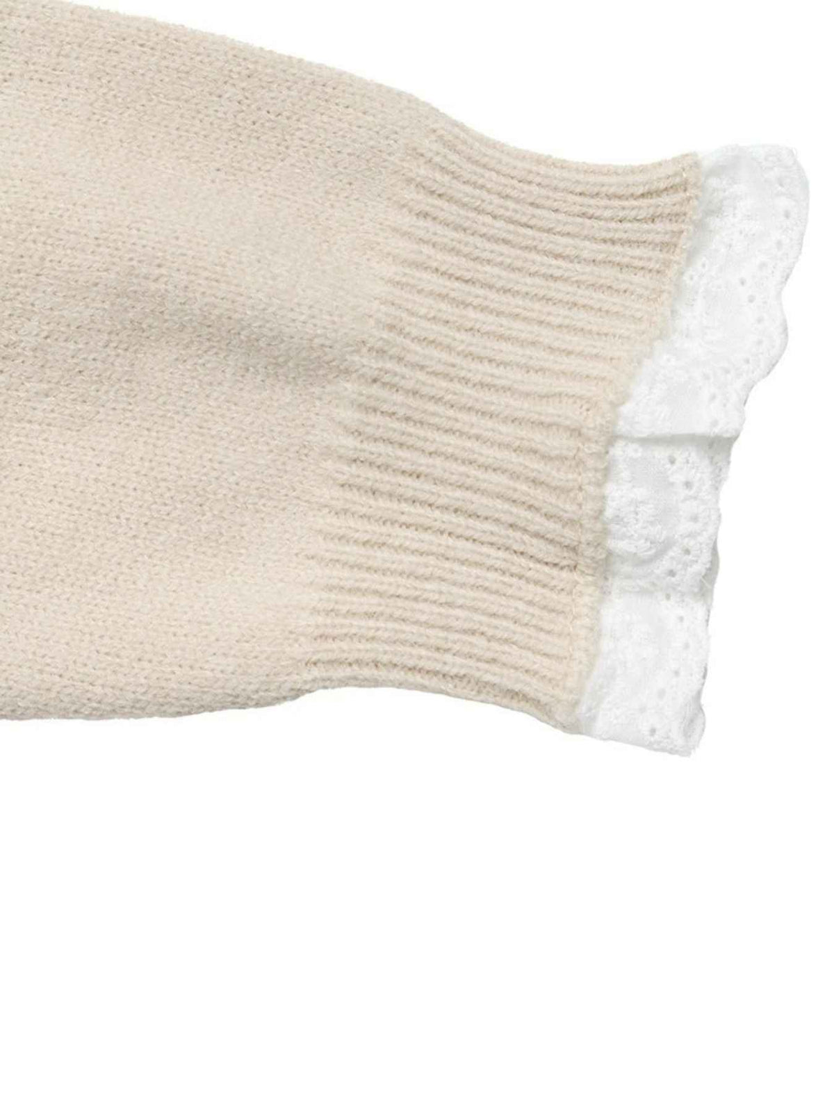 Broderie Lace Trim Crew Neck Layered Knit Jumper