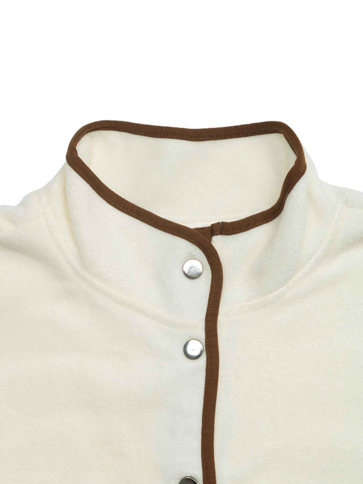 Contrast Trim Popper Funnel Neck Fleece Jacket