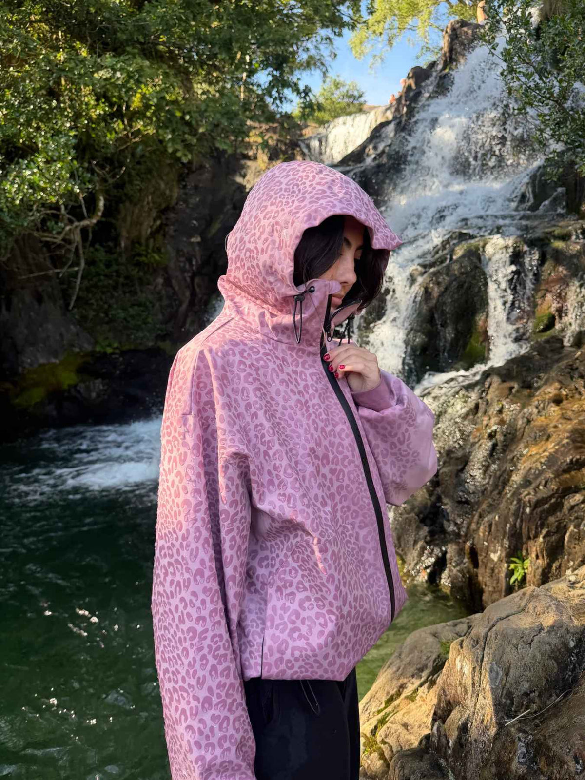 Water Reactive Cheetah Rain Jacket