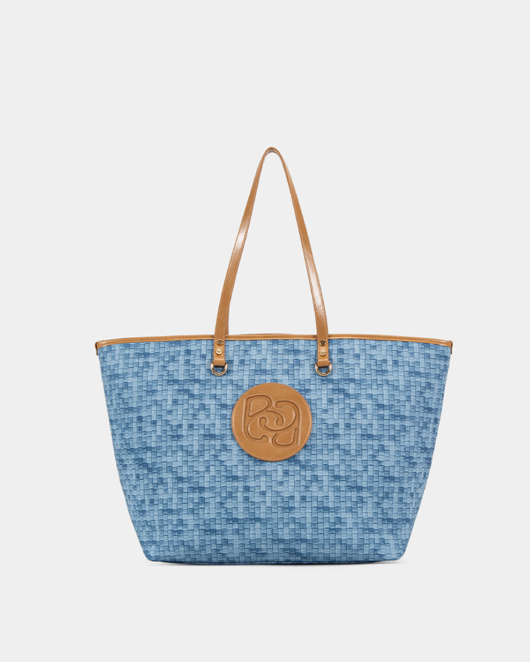 The Bagco - Woven Tote Bag with Leather Trim