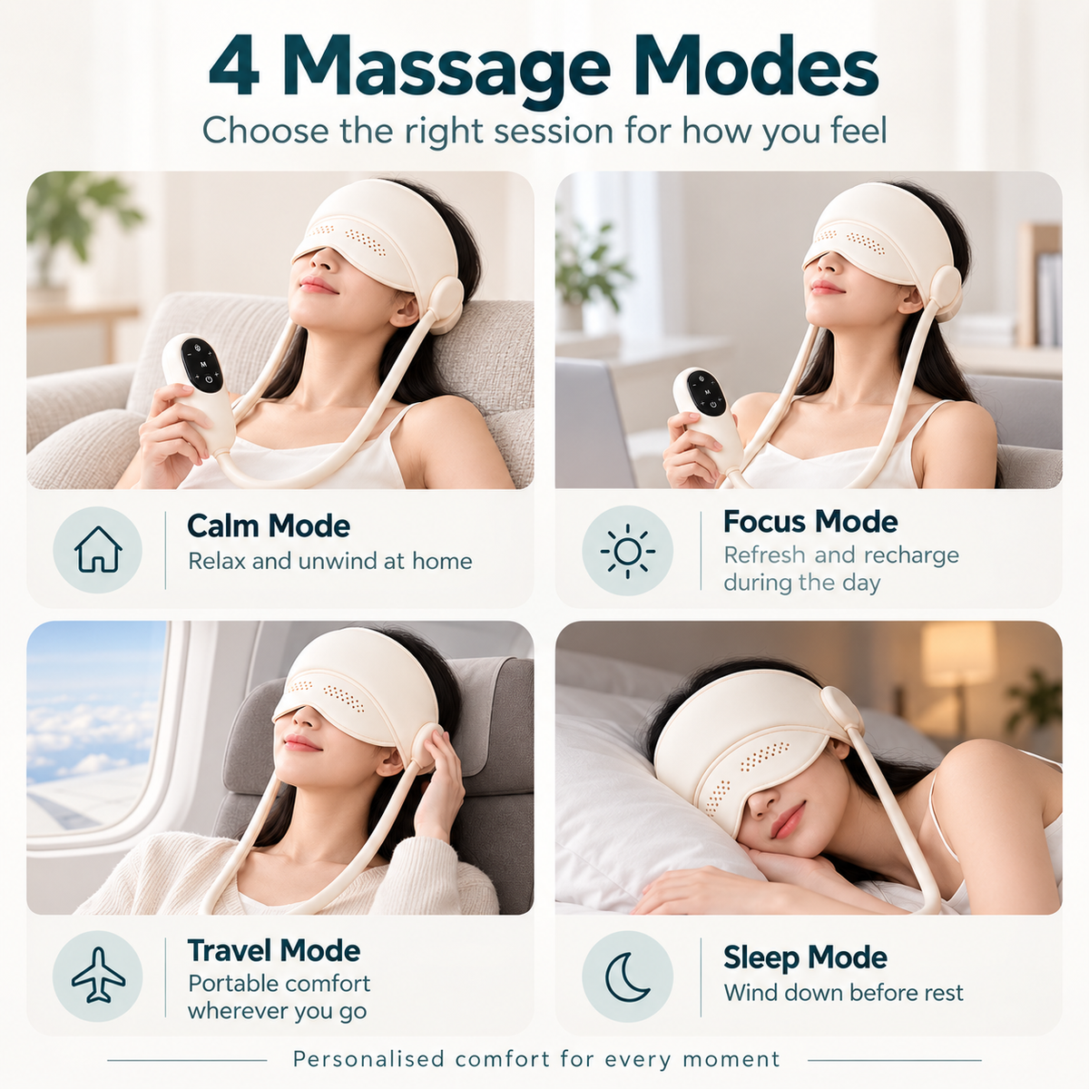 Electric Head & Eye Massager with Heat - 6-Zone Air Compression Head Massage Helmet