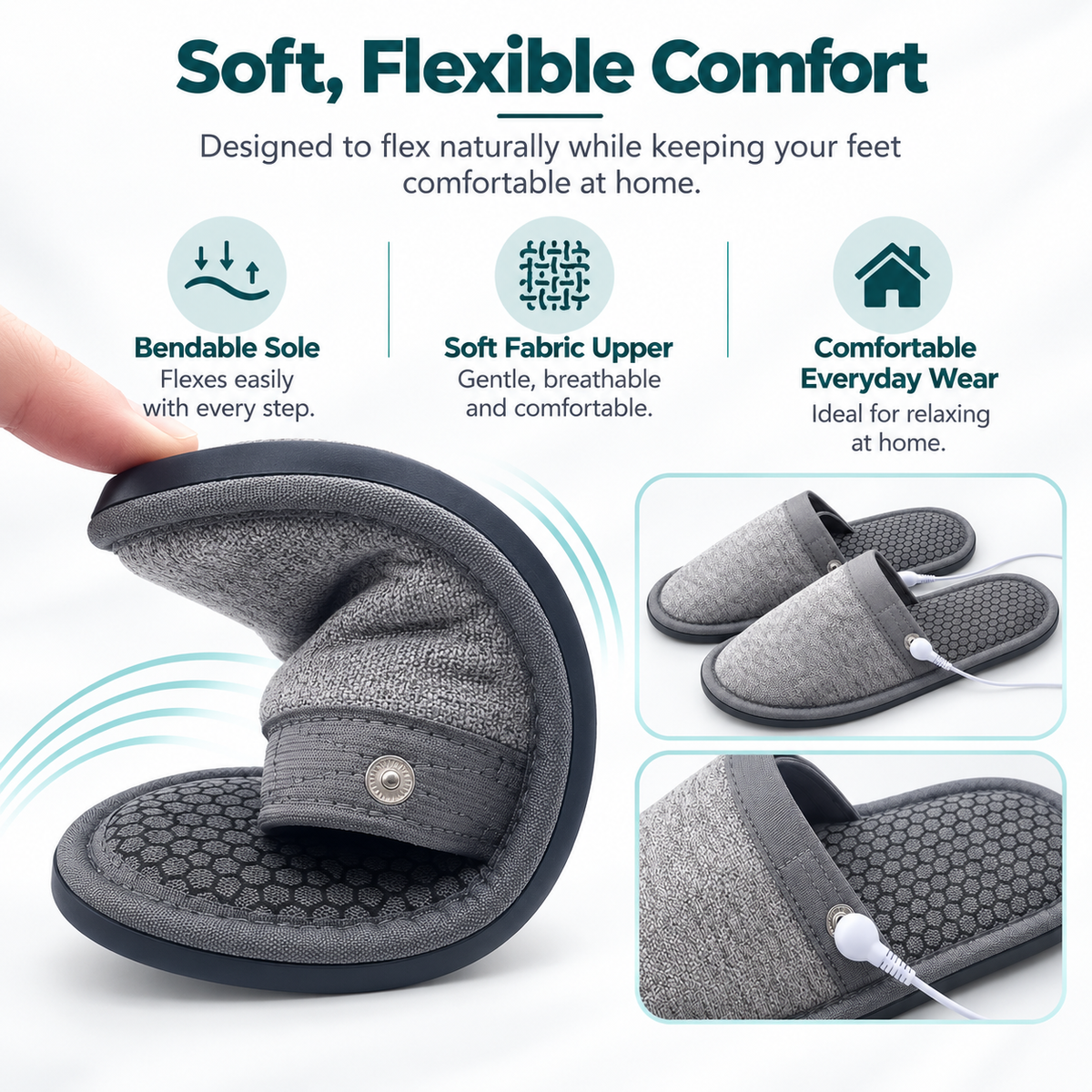EMS Foot Massager Slippers - Electric Massage Slippers with 8 Modes & 19 Intensity Levels