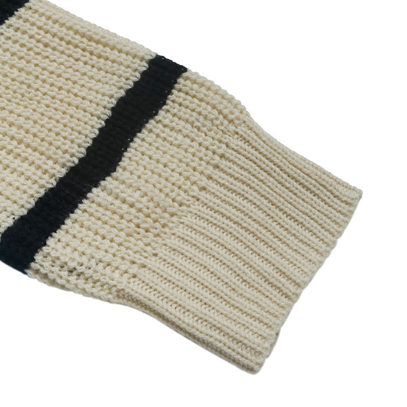 Button Front Stripe Longline Knit Cardigan