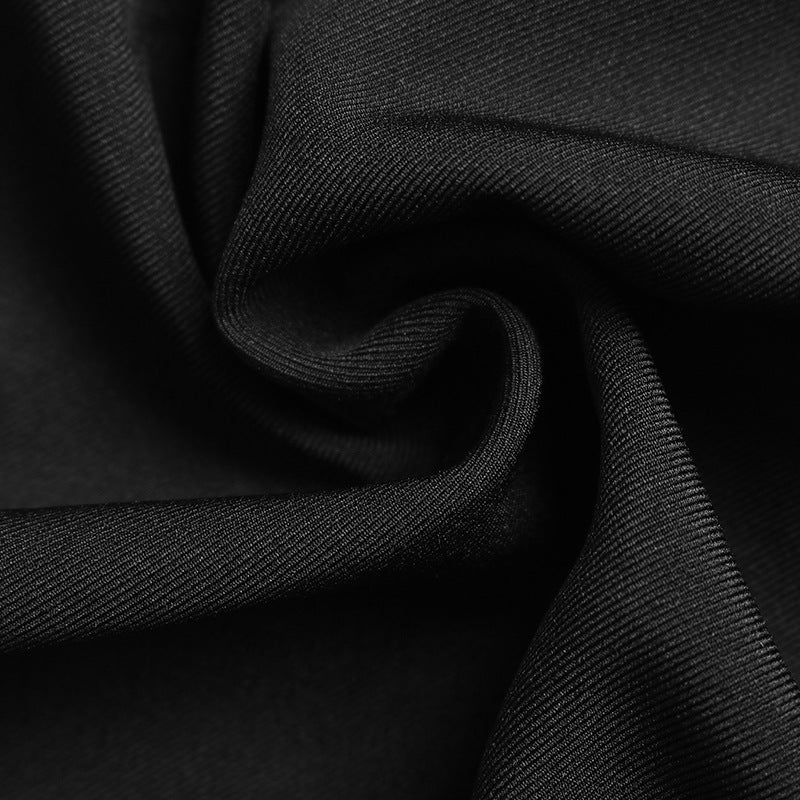 Close up of the black twill weave fabric
