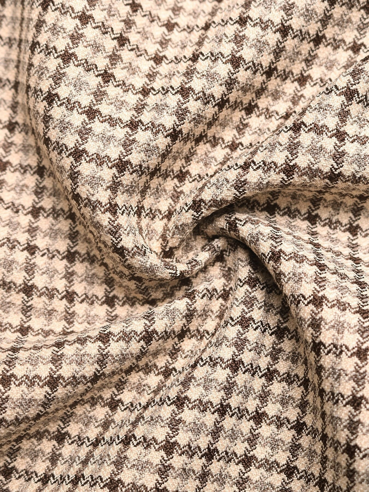 Corduroy Collar Zip Front Dogtooth Jacket