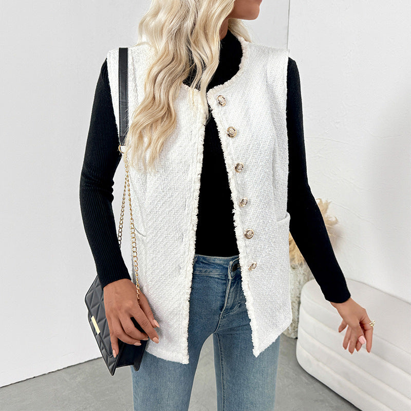Women's Button Waistcoat - side view