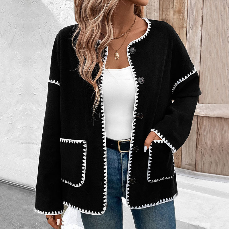 Women's Pocket Cardigan - black, front view