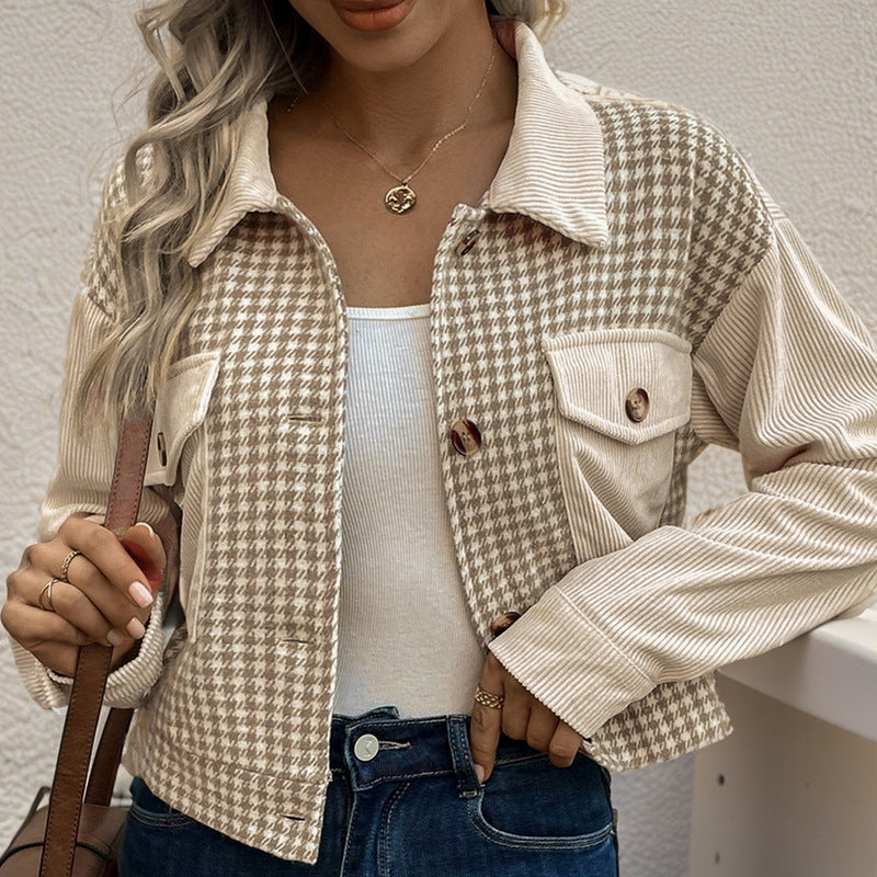 Women's Houndstooth Cropped Jacket - front view