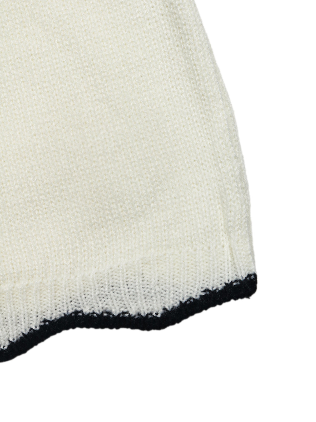 Scalloped Contrast Trim V Neck Cropped Jumper