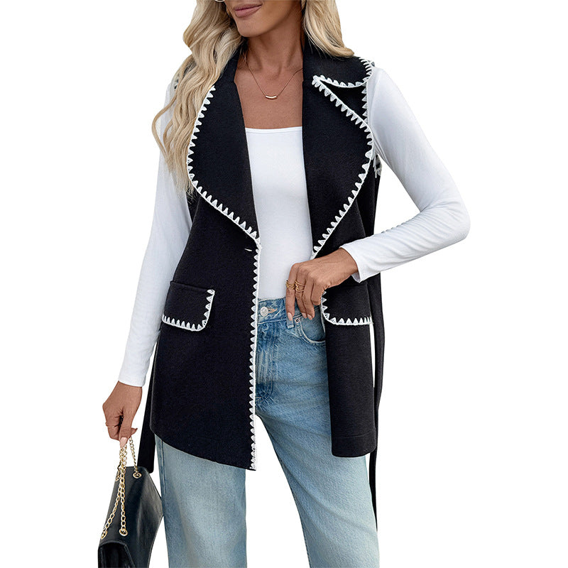 Women's Belted Waistcoat - full length front view
