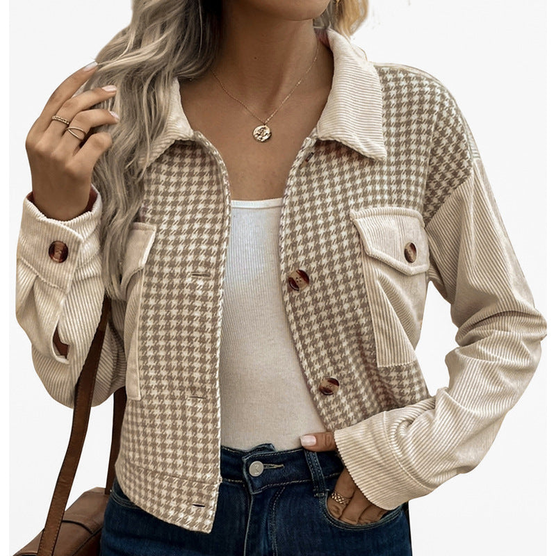Women's Houndstooth Cropped Jacket - front view