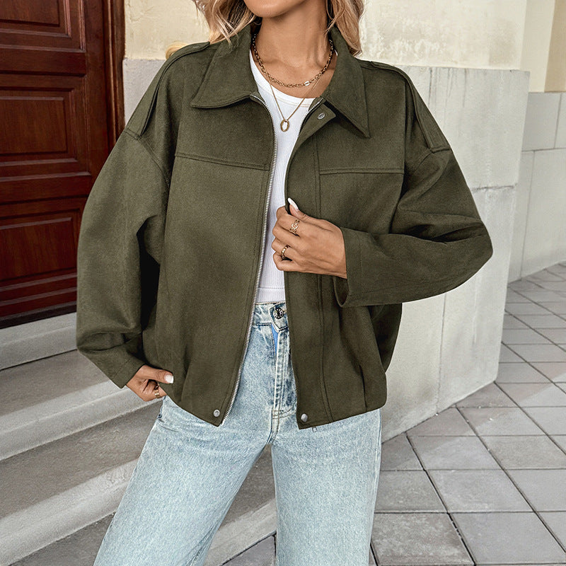 Women's Faux Suede Jacket - front view
