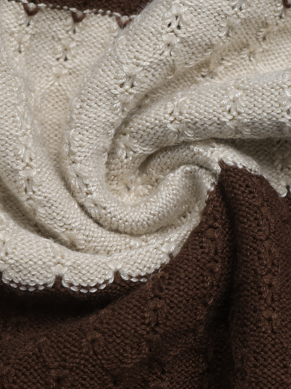 Textured Honeycomb Stripe Ribbed V Neck Fitted Jumper