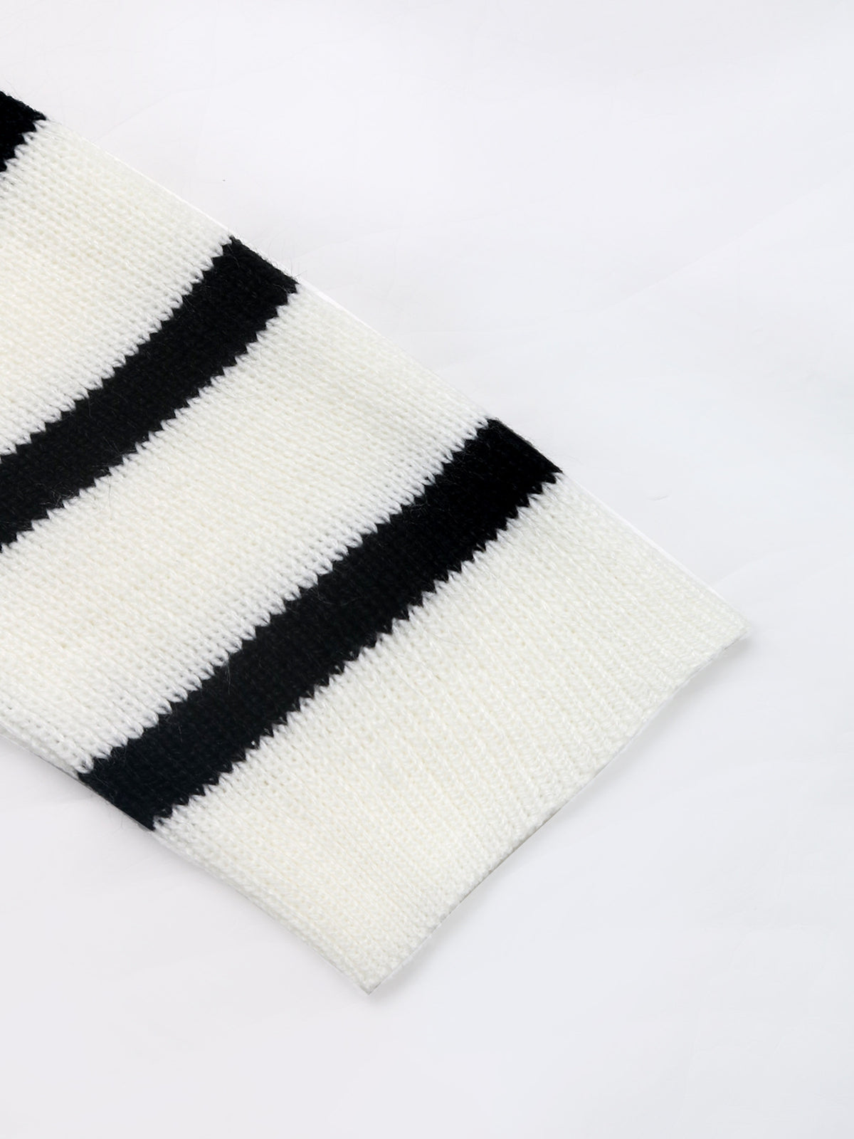 Black and White Striped Cardigan with Gold Button Front