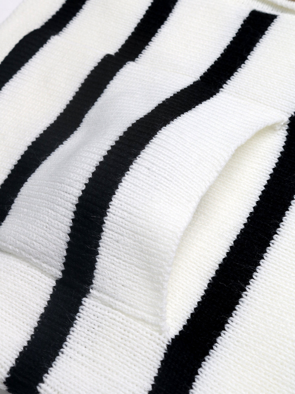 Black and White Striped Cardigan with Gold Button Front