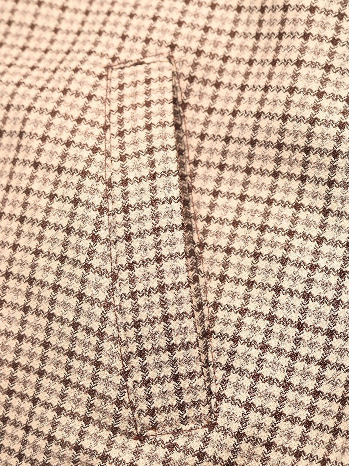 Corduroy Collar Zip Front Dogtooth Jacket