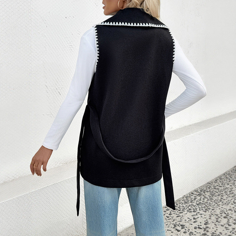 Women's Belted Waistcoat - back view