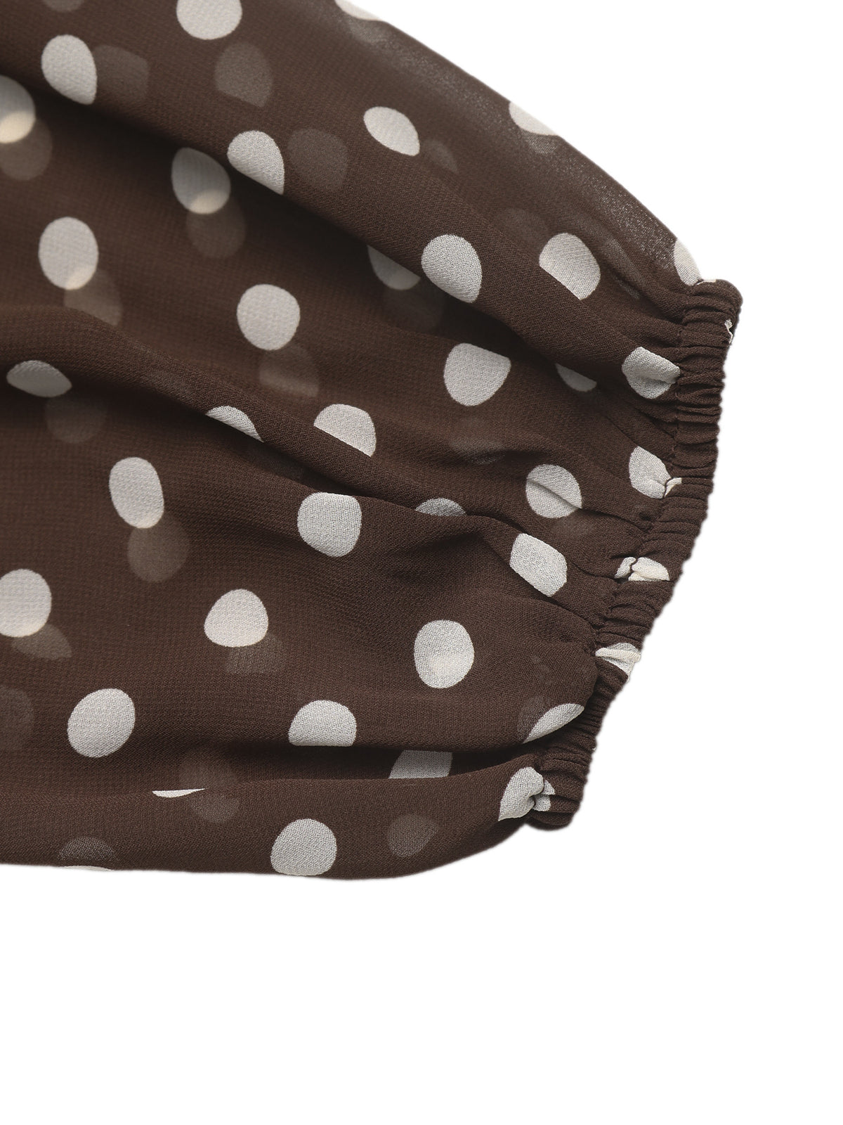 High Neck Balloon Sleeve Polka Dot Chiffon Blouse