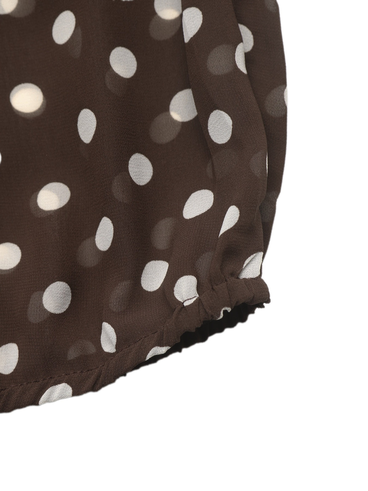 High Neck Balloon Sleeve Polka Dot Chiffon Blouse