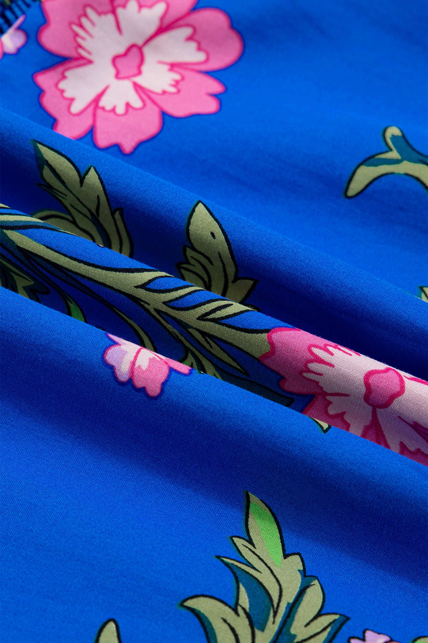 Women's Blue Floral V-Neck Summer Mini Dress