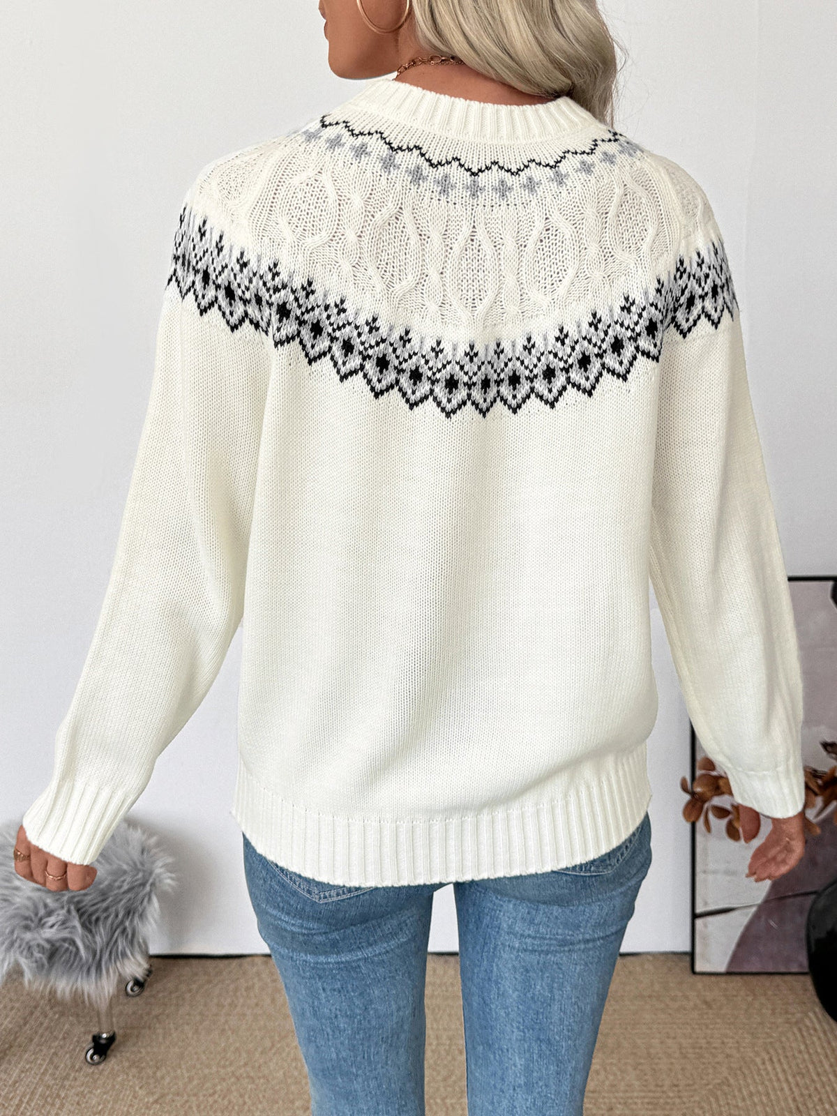 Women's Fair Isle Jumper in Cream