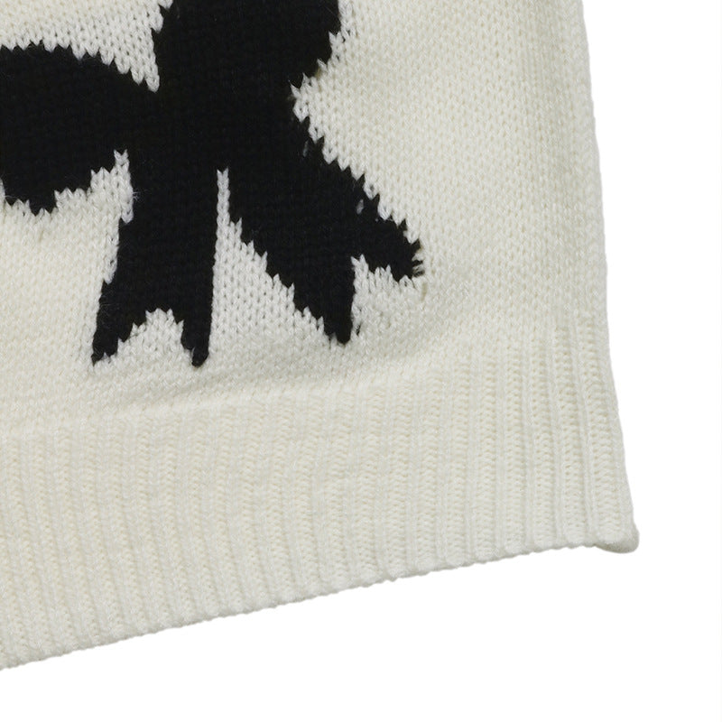 Women's Bow Pattern Jumper in Cream, view 8