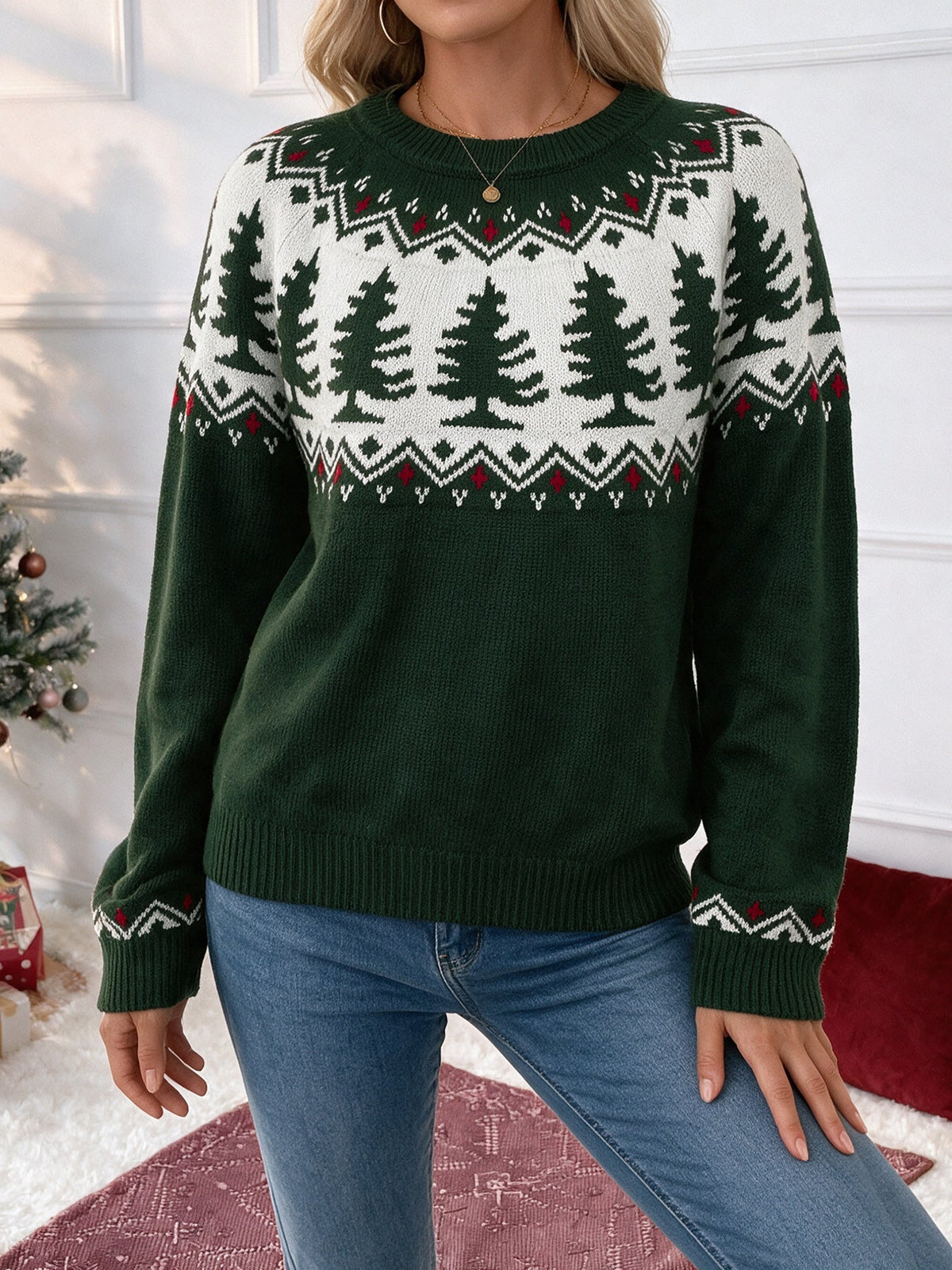 Women's Christmas Tree Jumper in Multicolor, view 3