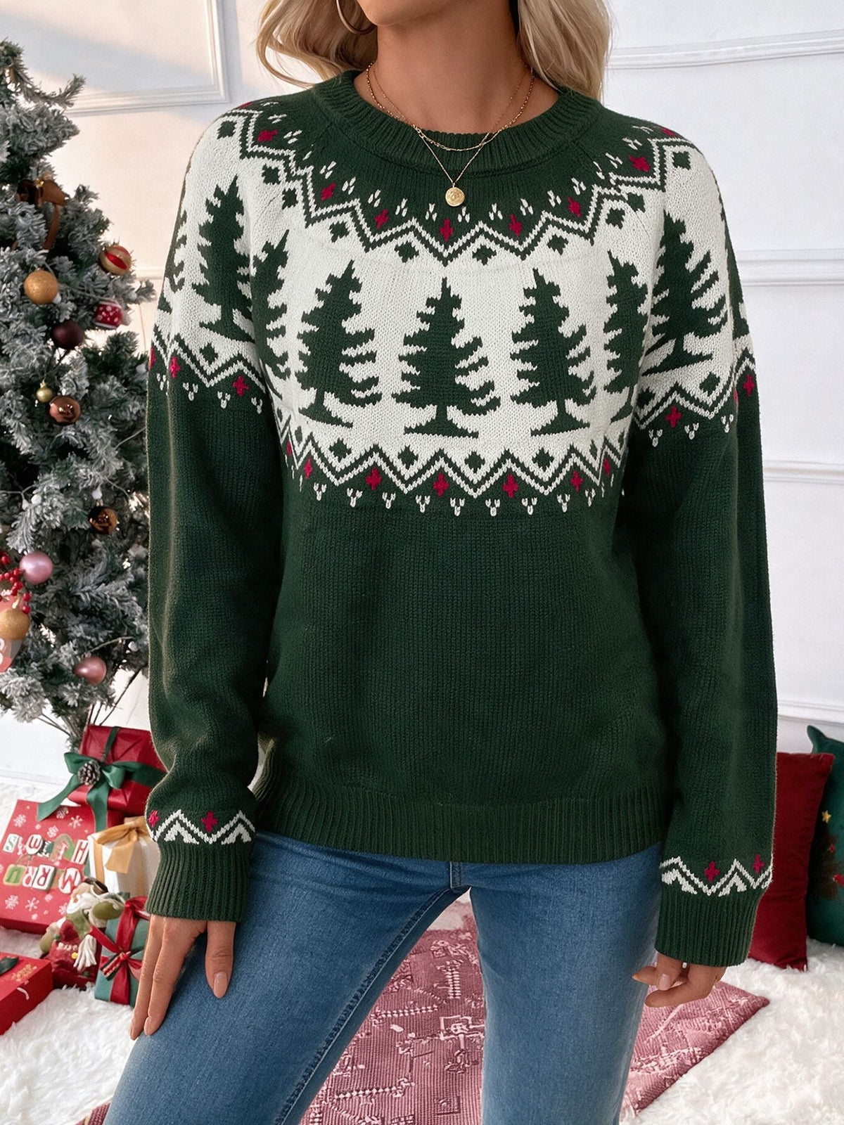 Women's Christmas Tree Jumper in Multicolor, view 7