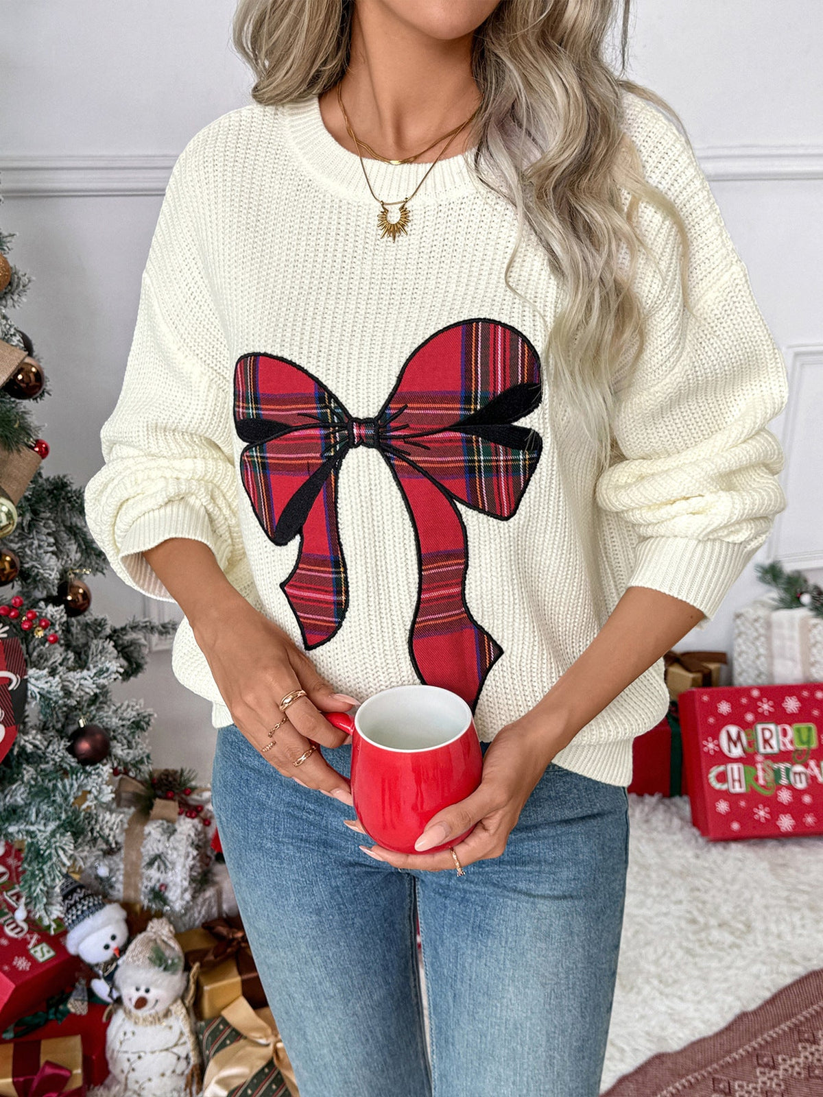 Women's Bow Jumper in Cream