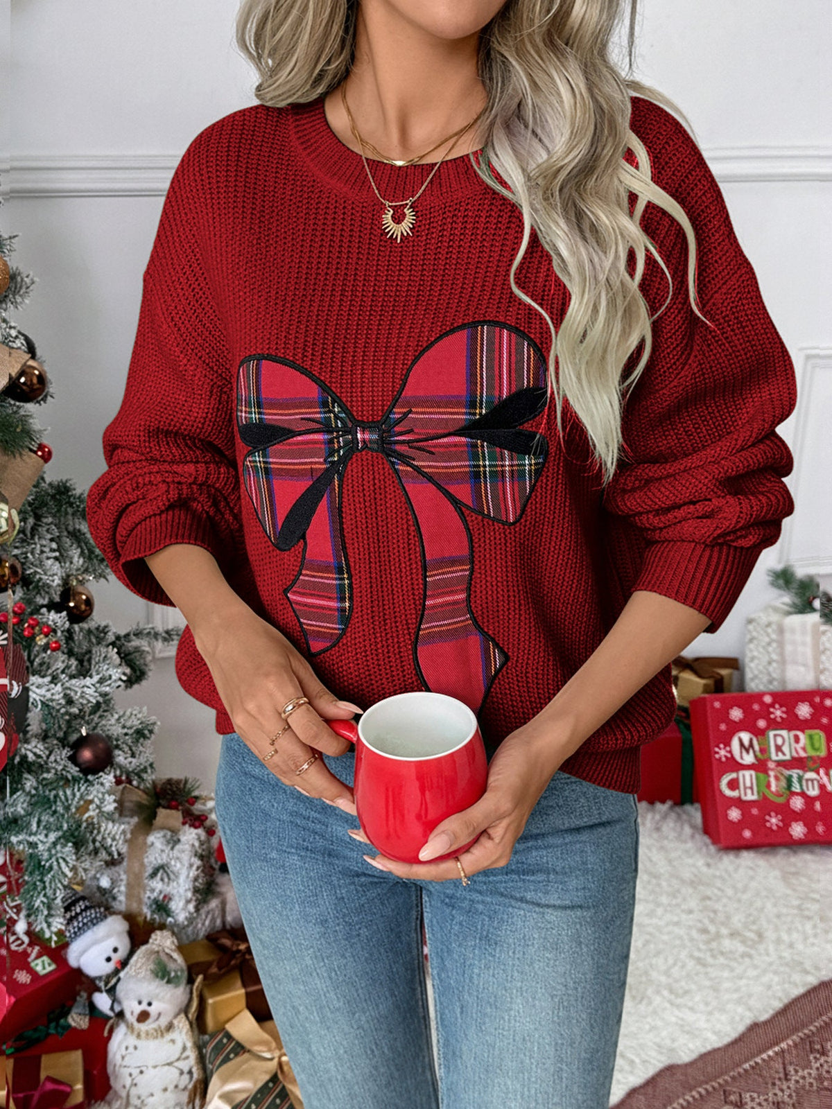 Women's Bow Jumper in Red