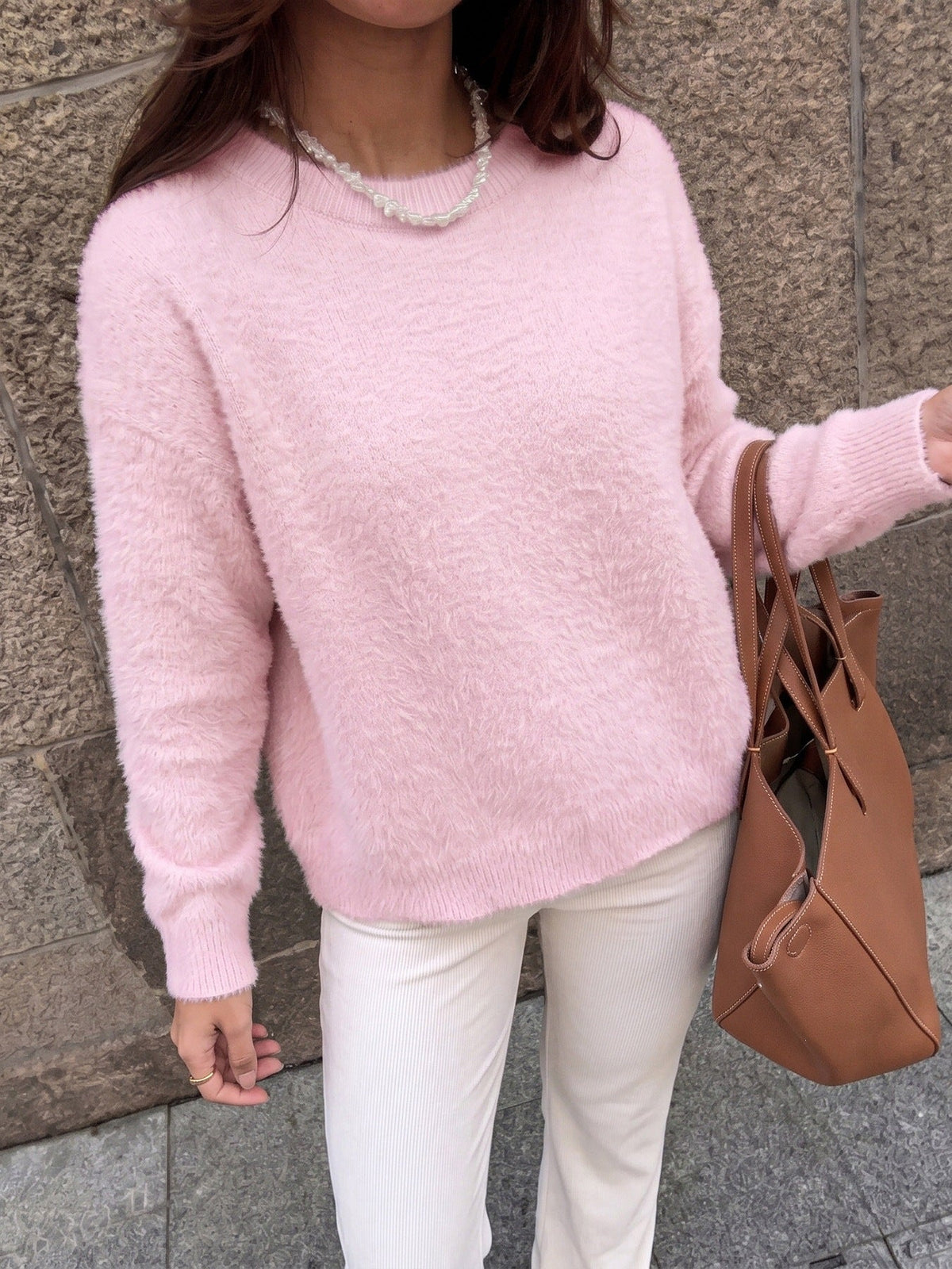 Women's Fluffy Jumper in Pink, view 5