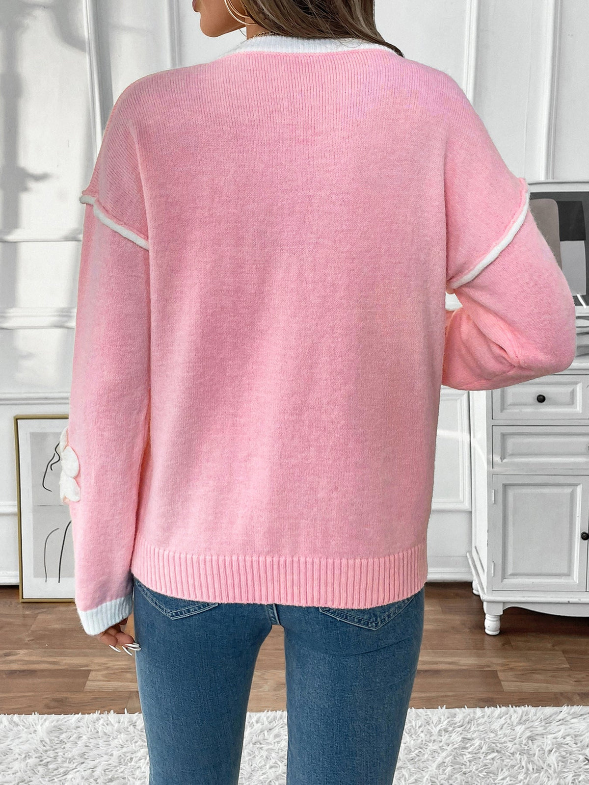 Women's Flower Jumper in Pink, view 6