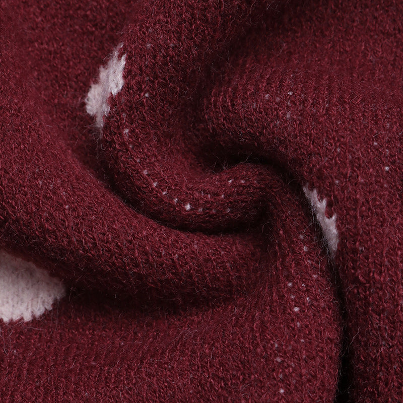 Women's Polka Dot Jumper in Burgundy, view 8