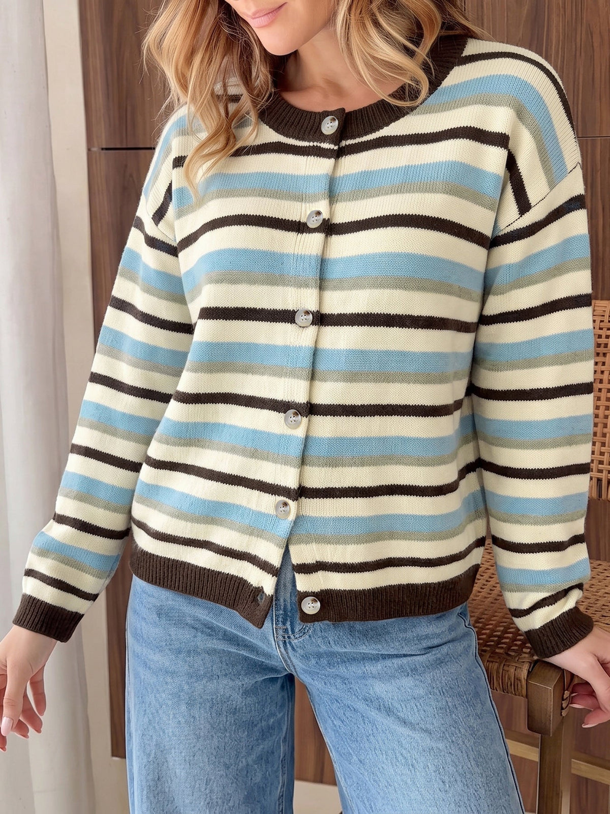 Women's Striped Cardigan in Multicolor