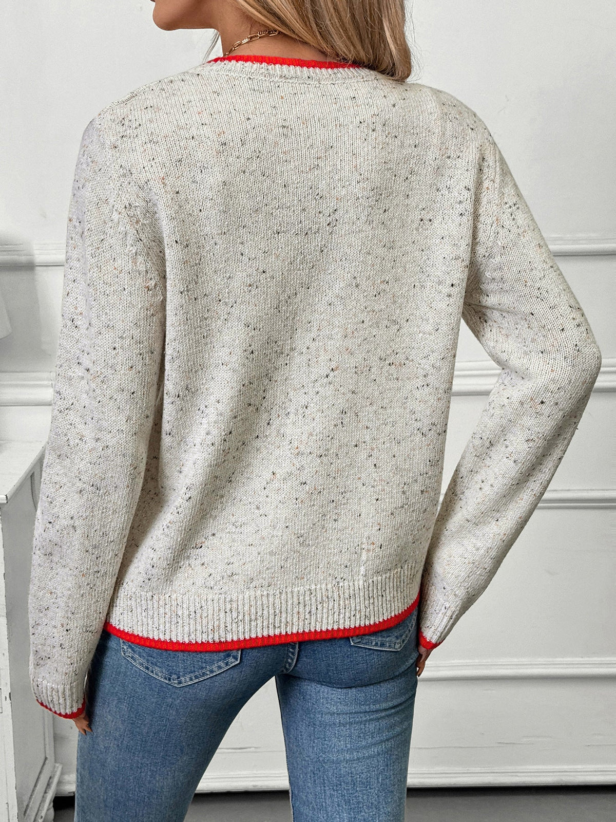 Women's Tipped Cardigan in Grey, view 3
