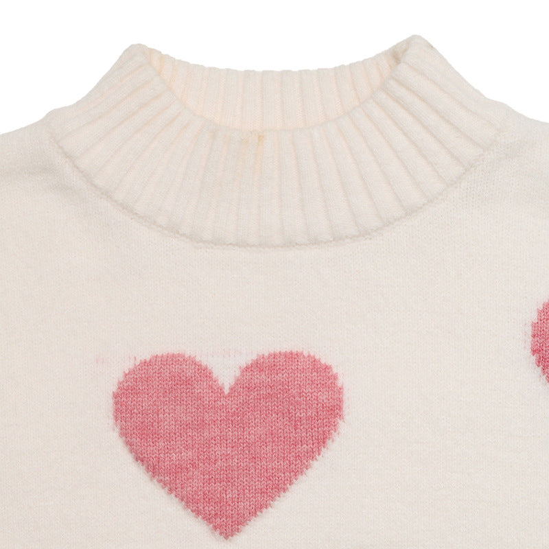 Women's Heart Print Jumper in Cream, view 8