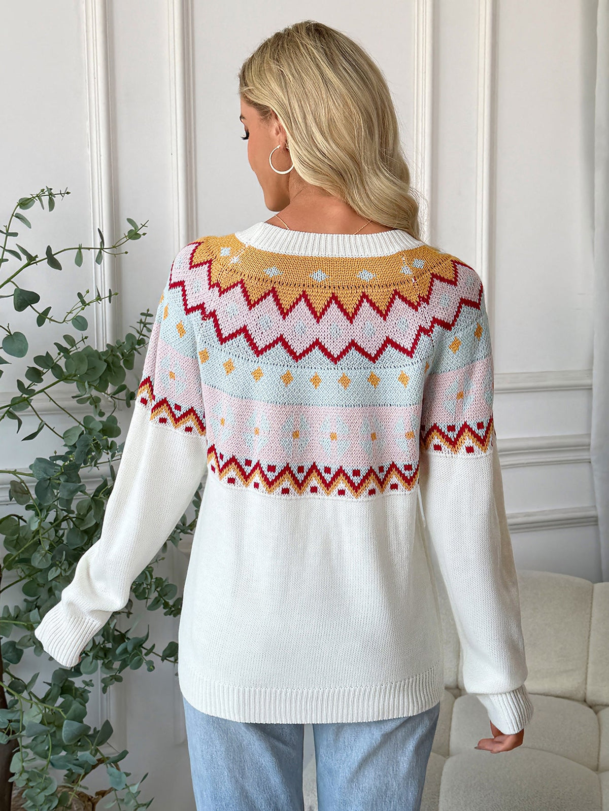 Women's Yoke Jumper in Multicolor, view 6