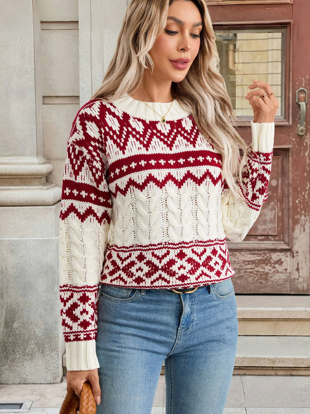 Women's Diamond Pattern Jumper in Multicolor, view 3