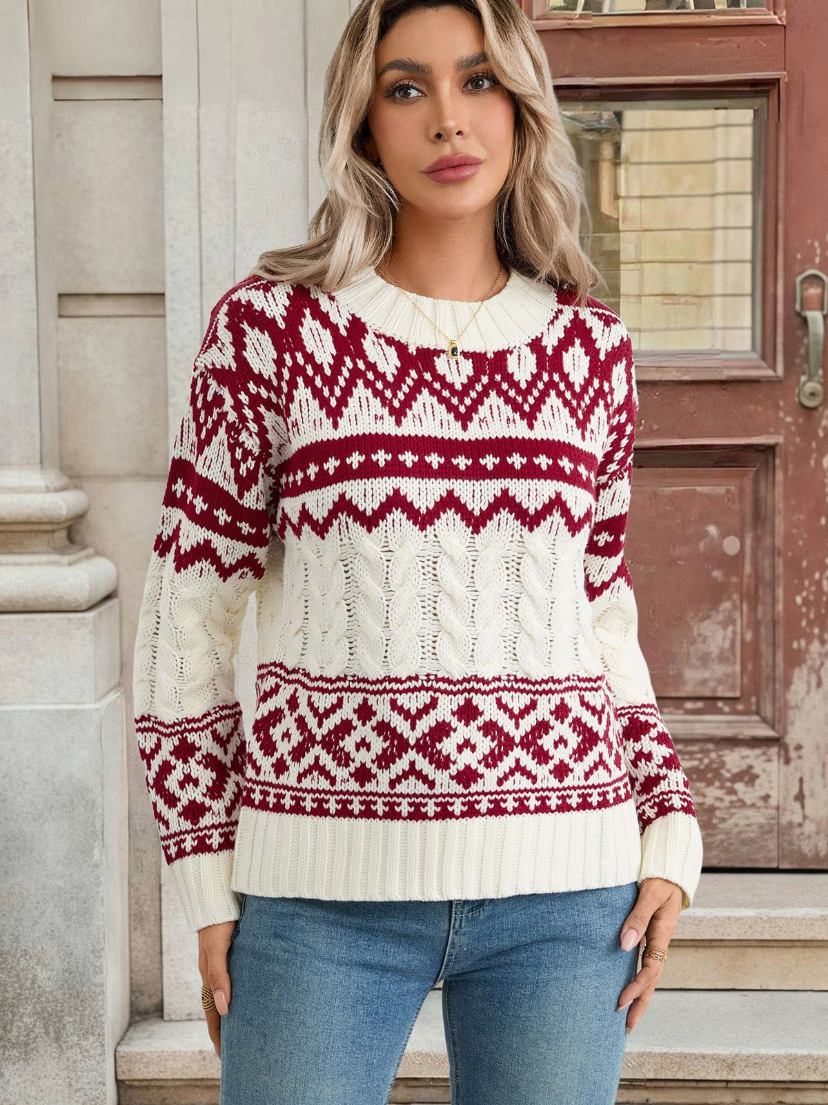 Women's Diamond Pattern Jumper in Multicolor, view 4