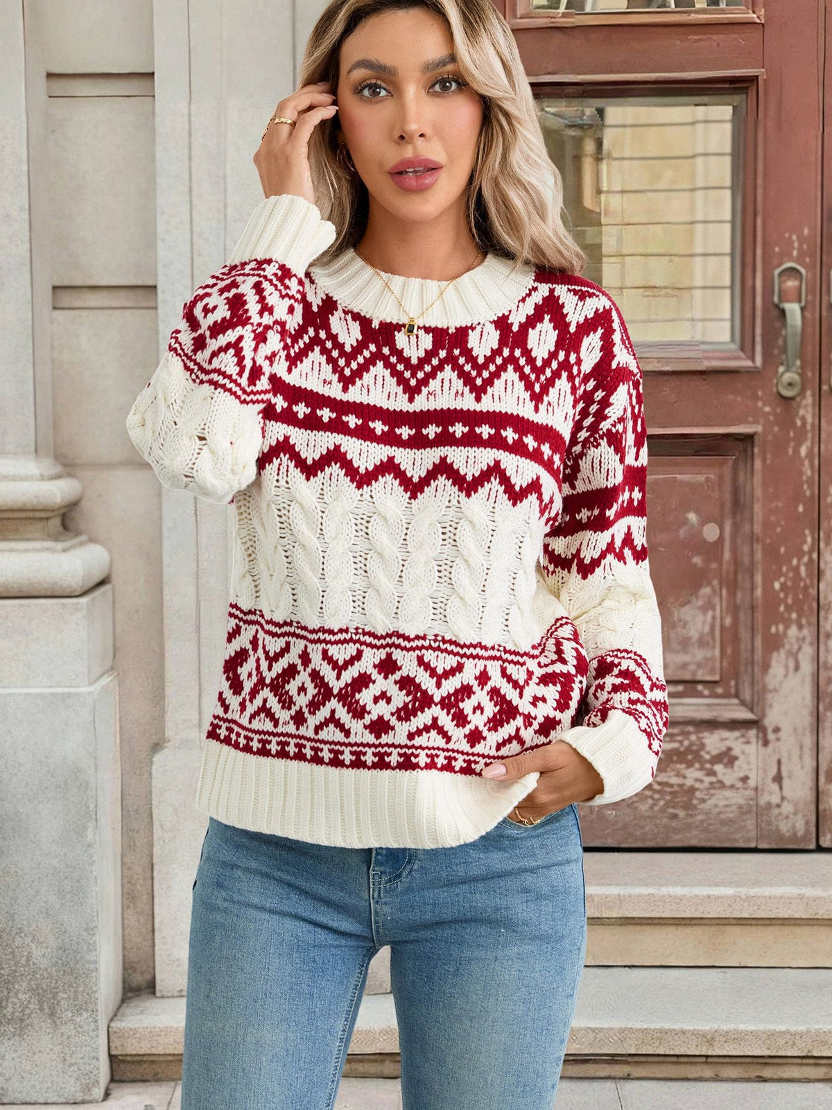 Women's Diamond Pattern Jumper in Multicolor, view 5