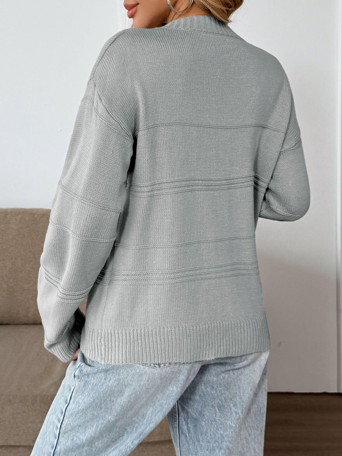 Women's V Neck Jumper in Grey, view 6