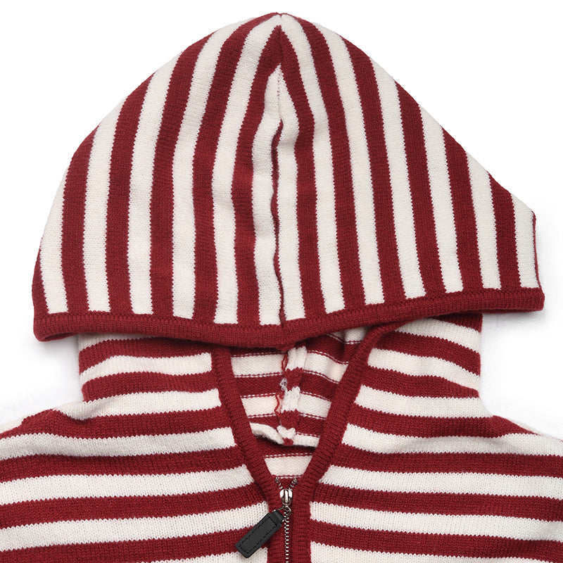 Women's Knit Hoodie in Red, view 7