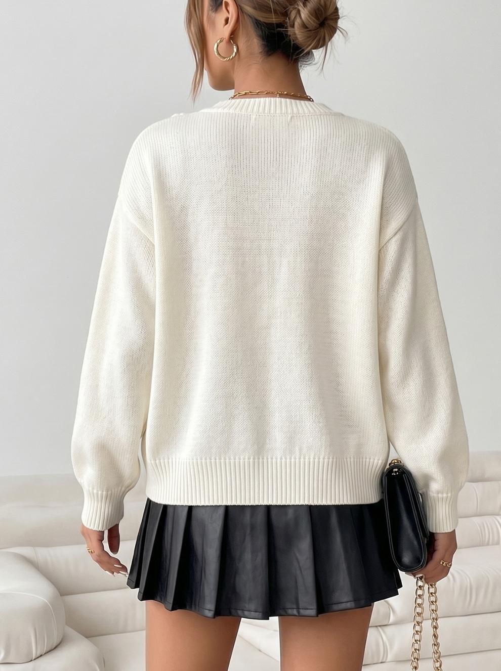 Women's Flower Cardigan in White, view 4